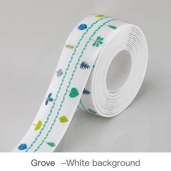 SearchFindOrder Leaves - White Background Waterproof Sealing Tape For Kitchen & Bathroom