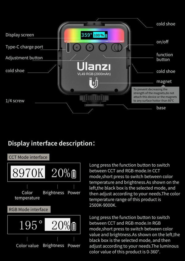 SearchFindOrder Mini RGB Video Lighting for Photography
