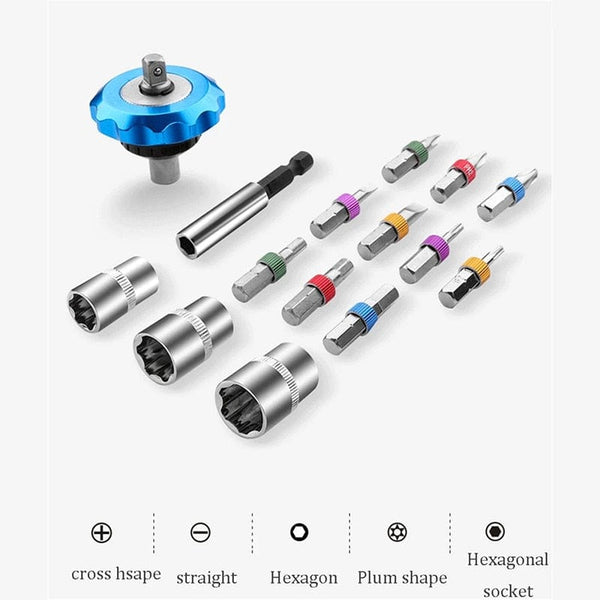 SearchFindOrder Multifunctional Magnetic Trox Shape Screwdriver with 15 Hex Bits