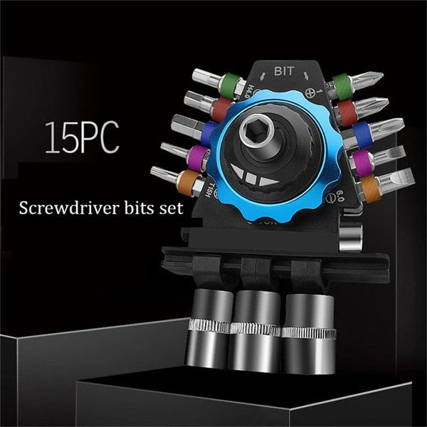 SearchFindOrder Multifunctional Magnetic Trox Shape Screwdriver with 15 Hex Bits