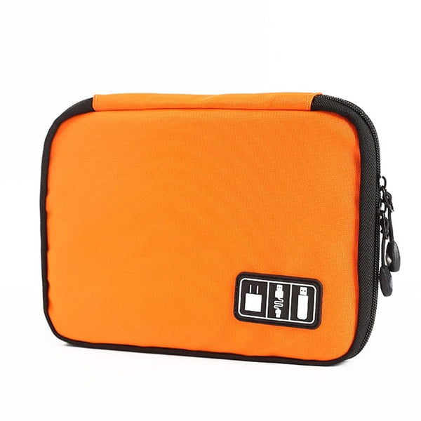 SearchFindOrder Orange Outdoor Travel Kit Waterproof Nylon Cable Holder Bag Electronic Accessories USB Drive Storage Case Camping Hiking Organizer Bag