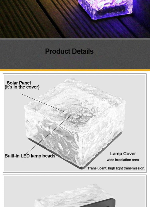 SearchFindOrder Outdoor LED Solar Lawn Garden Decorative Brick Ice Cube Lights