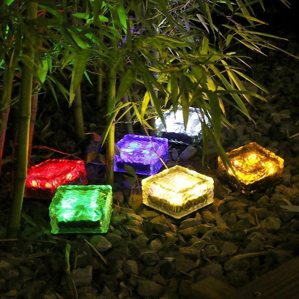 SearchFindOrder Outdoor LED Solar Lawn Garden Decorative Brick Ice Cube Lights