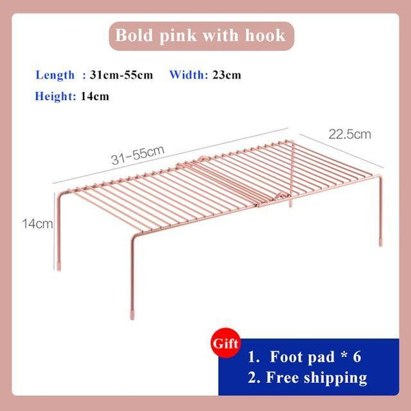 SearchFindOrder Pink Adjustable Holders Metal Racks For Kitchen Cabinet Organizer