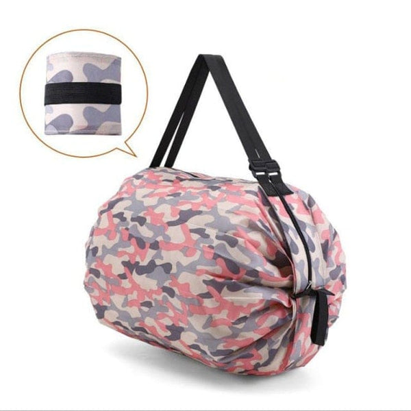 SearchFindOrder Pink camouflage Waterproof Reusable Foldable Shopping and Travel Bag