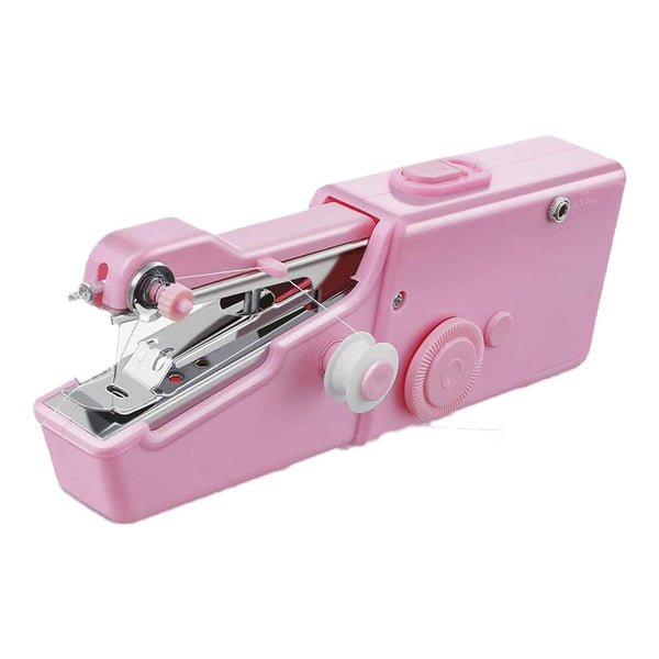 SearchFindOrder Pink Portable Handheld Sewing Machine Mini Stitch Sew Needlework Cordless Clothes Fabrics Electric Sewing Machine