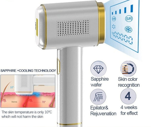 SearchFindOrder Professional Sapphire Laser Epilator Hair Removal Device The World's First Automatic Skin Detection Professional Pulsed Light Photoepilator