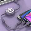 SearchFindOrder Purple / UP TO 1M Retractable Fast Charge 3 in 1 Charging Cable