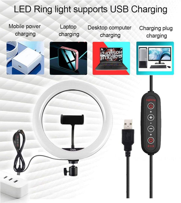 SearchFindOrder Remote Controlled 10 inch Multi-Color LED Selfie Ring Light with Stand