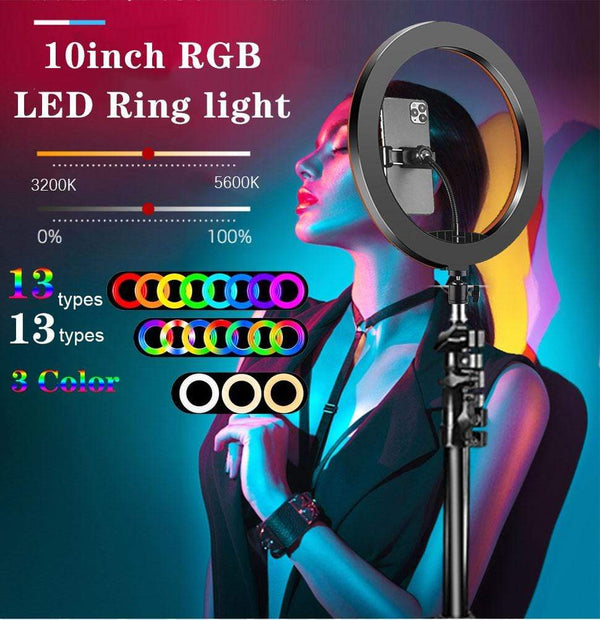 SearchFindOrder Remote Controlled 10 inch Multi-Color LED Selfie Ring Light with Stand