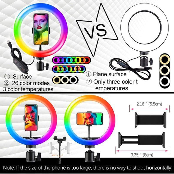 SearchFindOrder Remote Controlled 10 inch Multi-Color LED Selfie Ring Light with Stand