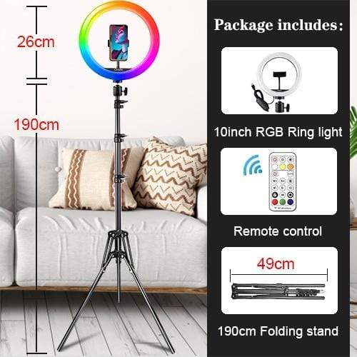 SearchFindOrder Remote Controlled 10 inch Multi-Color LED Selfie Ring Light with Stand