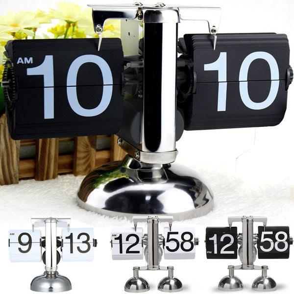 SearchFindOrder Retro Flip Stainless Steel Quartz Clock