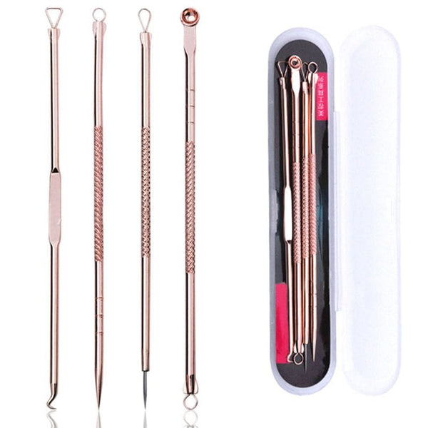 SearchFindOrder rose gold 4pcs Acne Blackhead Removal Needles Black Dots Acne Remover Squeeze Deep Cleansing Facial Blackhead Eliminators Skin Care Tools