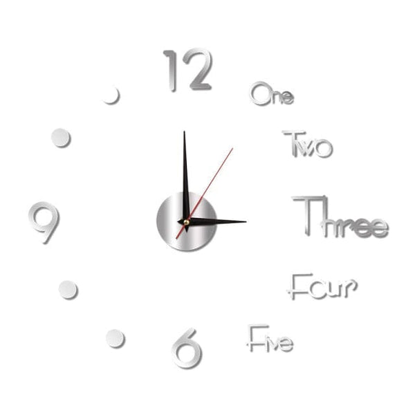 SearchFindOrder Silver / Large 37 Inch Modern Wall Clock DIY Timepiece