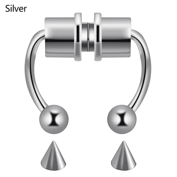SearchFindOrder Silver Magnetic Nose Hoop Ring