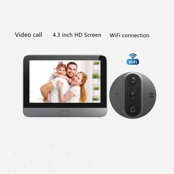 SearchFindOrder Smart WiFi Intercom Doorbell and Door Peephole Digital Camera with a 4.3 Inch 1080P LCD HD Viewer