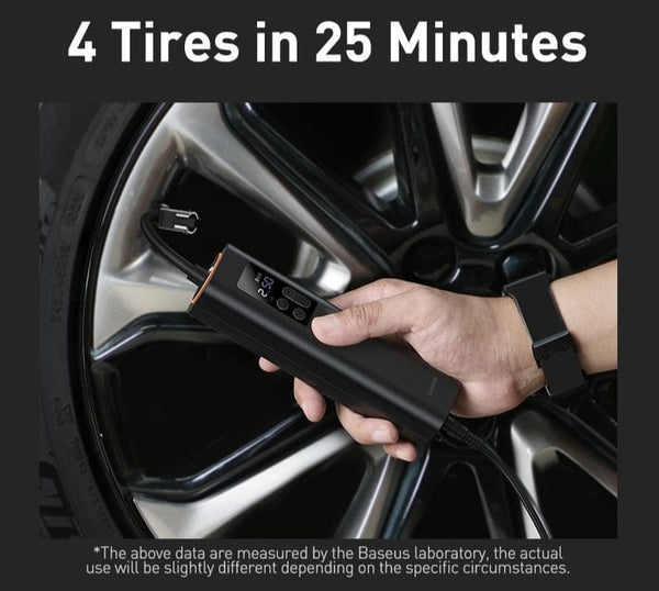 SearchFindOrder The Ultimate Emergency Inflator: Compact, Rapid, Versatile and Portable Mini Digital Tire Inflator with High-Speed Engine, LED Display, Preset Pressure Function, Extra-Long Power Cord, and Built-in LED Flashlight