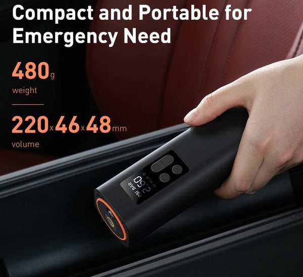 SearchFindOrder The Ultimate Emergency Inflator: Compact, Rapid, Versatile and Portable Mini Digital Tire Inflator with High-Speed Engine, LED Display, Preset Pressure Function, Extra-Long Power Cord, and Built-in LED Flashlight