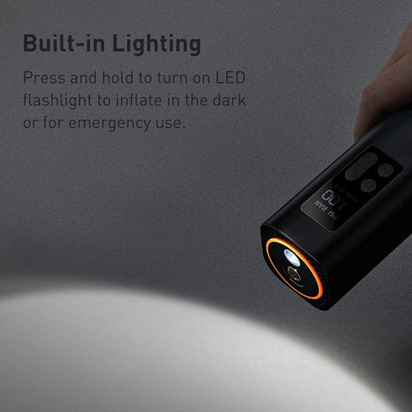SearchFindOrder The Ultimate Emergency Inflator: Compact, Rapid, Versatile and Portable Mini Digital Tire Inflator with High-Speed Engine, LED Display, Preset Pressure Function, Extra-Long Power Cord, and Built-in LED Flashlight
