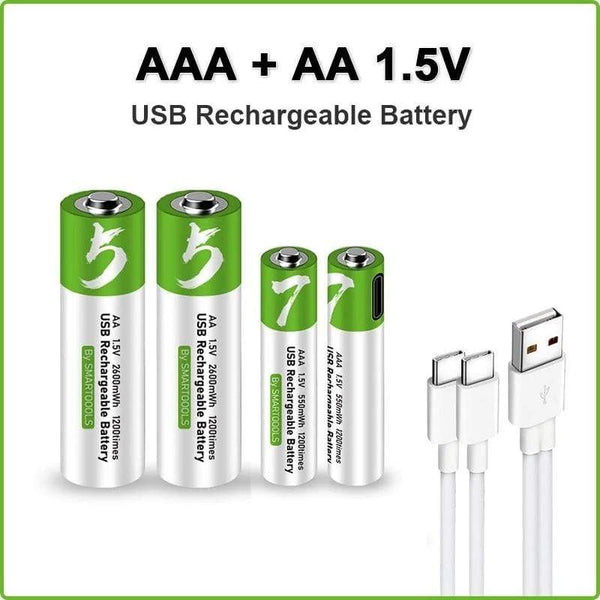 SearchFindOrder TYPE-C Rechargeable Lithium Ion Batteries AA 1.5V 2600mWh/ AAA 1.5V 55mWh