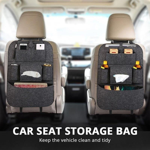 SearchFindOrder Universal Car Back Seat Storage Organizer with Elastic Felt Storage Bag 6 Pockets Organizer
