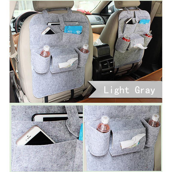 SearchFindOrder Universal Car Back Seat Storage Organizer with Elastic Felt Storage Bag 6 Pockets Organizer