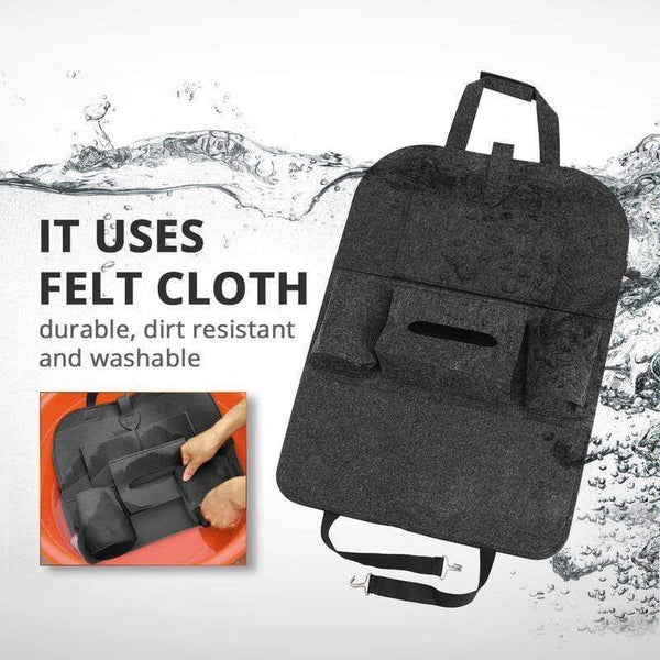 SearchFindOrder Universal Car Back Seat Storage Organizer with Elastic Felt Storage Bag 6 Pockets Organizer