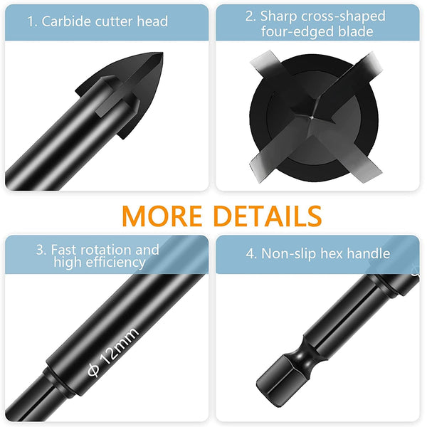 SearchFindOrder Universal Hex Tungsten Carbide Drill Bit Kit