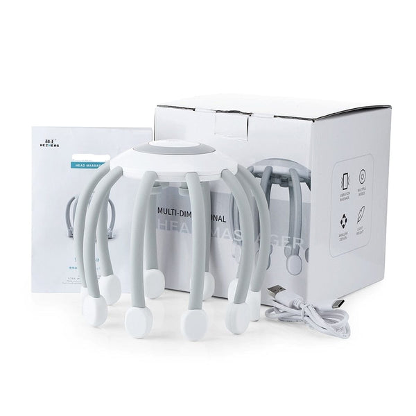 SearchFindOrder USB RechargeableHands-Free Head and Scalp Octopus Claw Massager with 4 Vibration Modes for Stress Relief