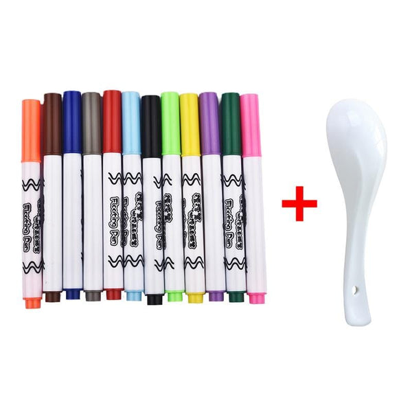 SearchFindOrder Vibrant Watercolor Brush Pens (12 Pieces & Ceramic Spoon)