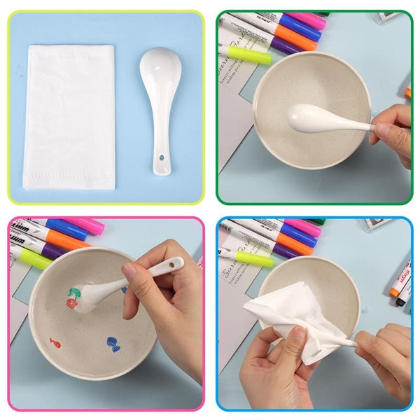 SearchFindOrder Vibrant Watercolor Brush Pens (12 Pieces & Ceramic Spoon)