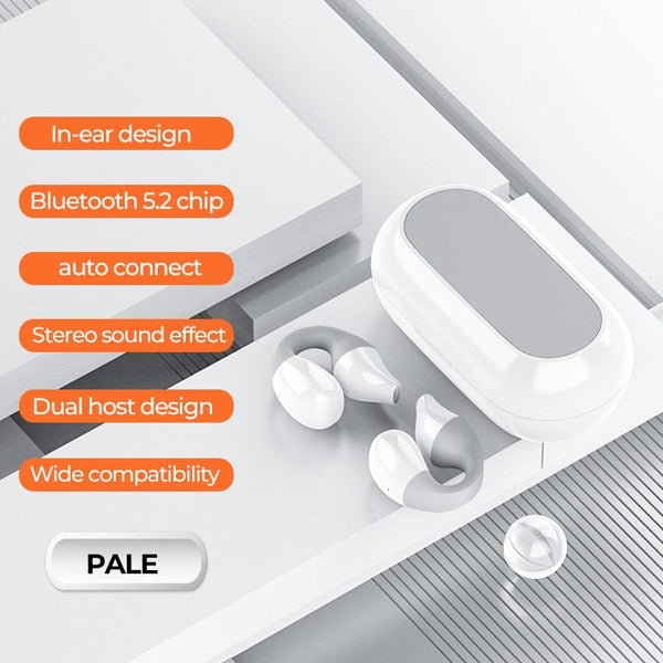 SearchFindOrder White Bluetooth 5.2 Wireless Earclip Design Headphones With Case