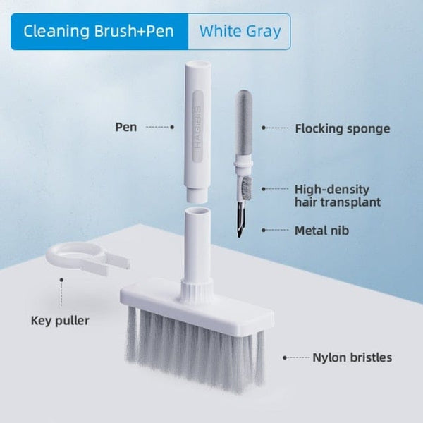 SearchFindOrder White Gray Multifunctional Headphone Keyboard Cleaning Brush