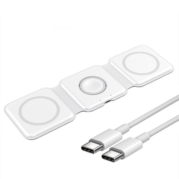 SearchFindOrder white Magnetic 3-in-1 5W Foldable Fast Wireless Charging Station
