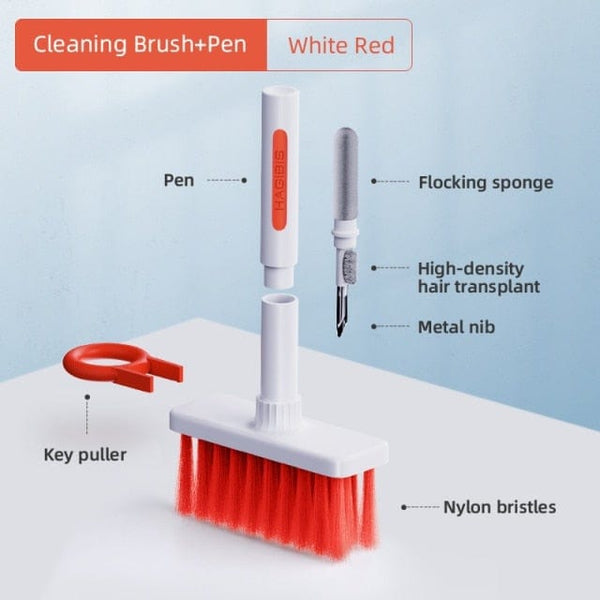 SearchFindOrder White Red Multifunctional Headphone Keyboard Cleaning Brush