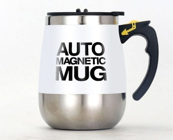 SearchFindOrder White Stainless Steel Magnetized Self Stirring Mug