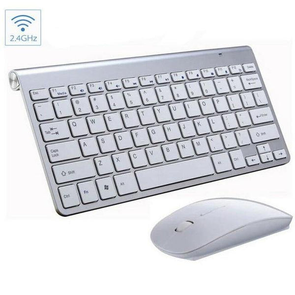 SearchFindOrder White Thin Mini Wireless Keyboard And Optical Mouse Combo Set