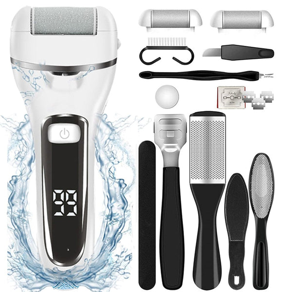 SearchFindOrder White with tools Rechargeable Electric Foot File Callus Remover Kit