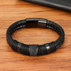 SearchFindOrder Woven Leather Stainless Steel Bracelet