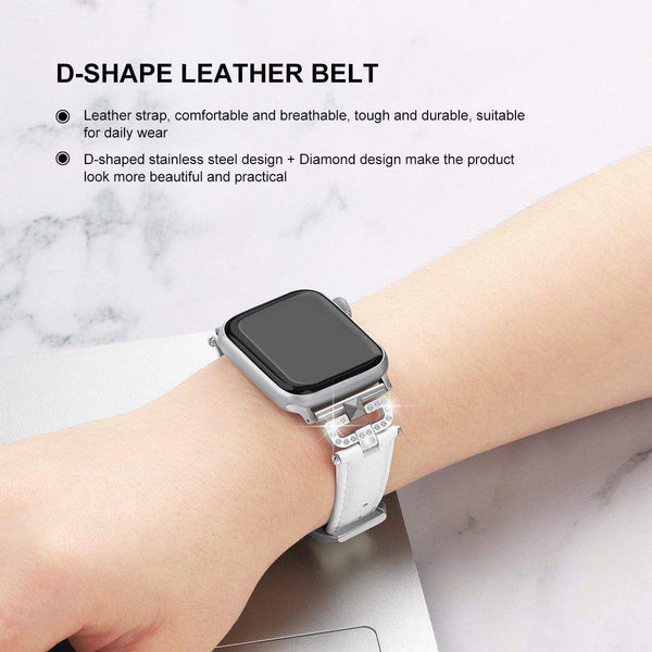 Yellow Angel Jewelry & Watches Leather loop Bracelet bands For Apple Watch Series 6 SE 5