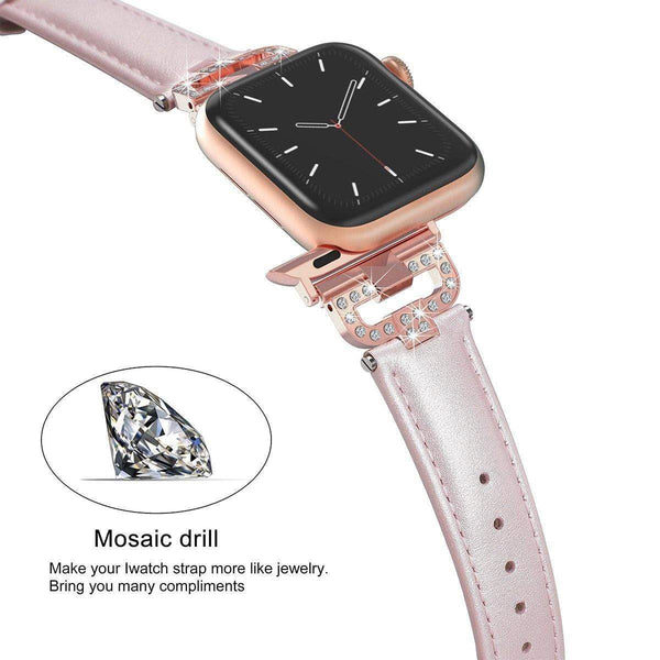 Yellow Angel Jewelry & Watches Leather loop Bracelet bands For Apple Watch Series 6 SE 5