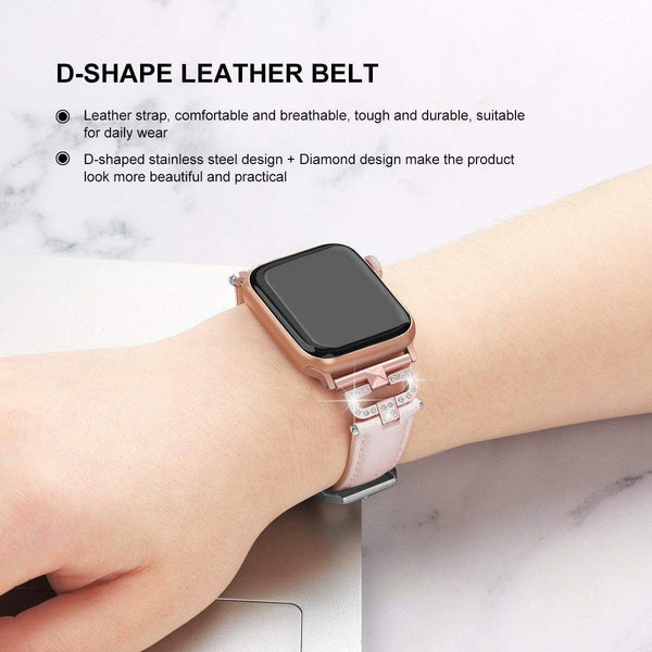 Yellow Angel Jewelry & Watches Leather loop Bracelet bands For Apple Watch Series 6 SE 5