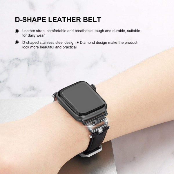 Yellow Angel Jewelry & Watches Leather loop Bracelet bands For Apple Watch Series 6 SE 5