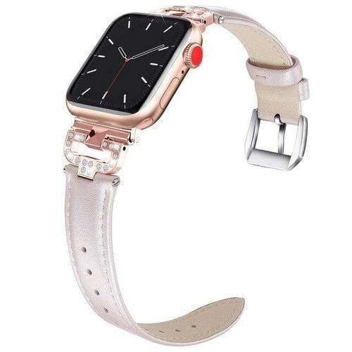 Yellow Angel Jewelry & Watches Light purple / 38mm Leather loop Bracelet bands For Apple Watch Series 6 SE 5