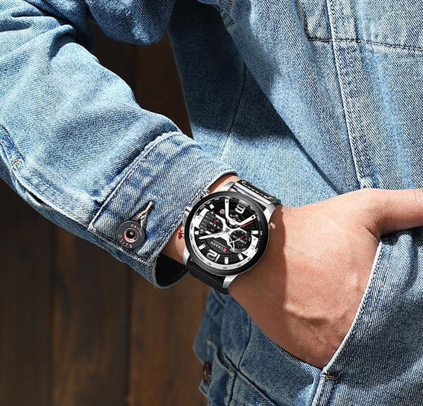 Yellow Angel Jewelry & Watches Watch Men Business Watches Leather band Wristwatch