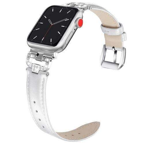 Yellow Angel Jewelry & Watches white / 38mm Leather loop Bracelet bands For Apple Watch Series 6 SE 5