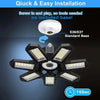 Deformable LED Garage Shop Light with 7+1 Adjustable Panels & E26/E27 Base