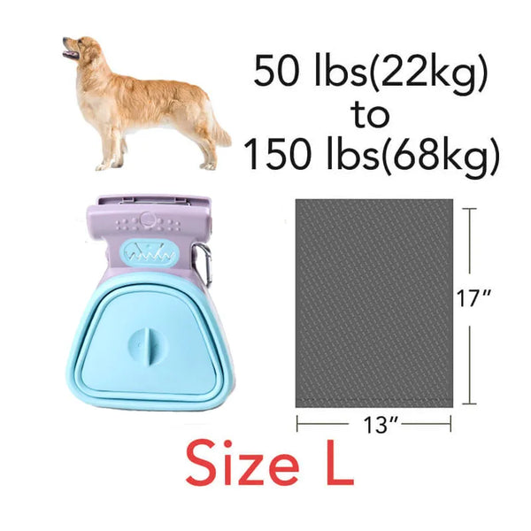 Dog Pet Travel Foldable Pooper Scooper with Decomposable Waste Bags – Portable One-Hand Waste Pickup Tool