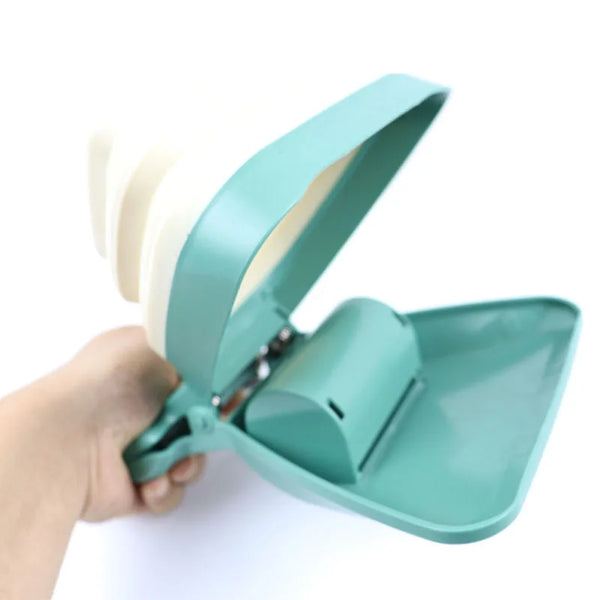 Dog Pet Travel Foldable Pooper Scooper with Decomposable Waste Bags – Portable One-Hand Waste Pickup Tool
